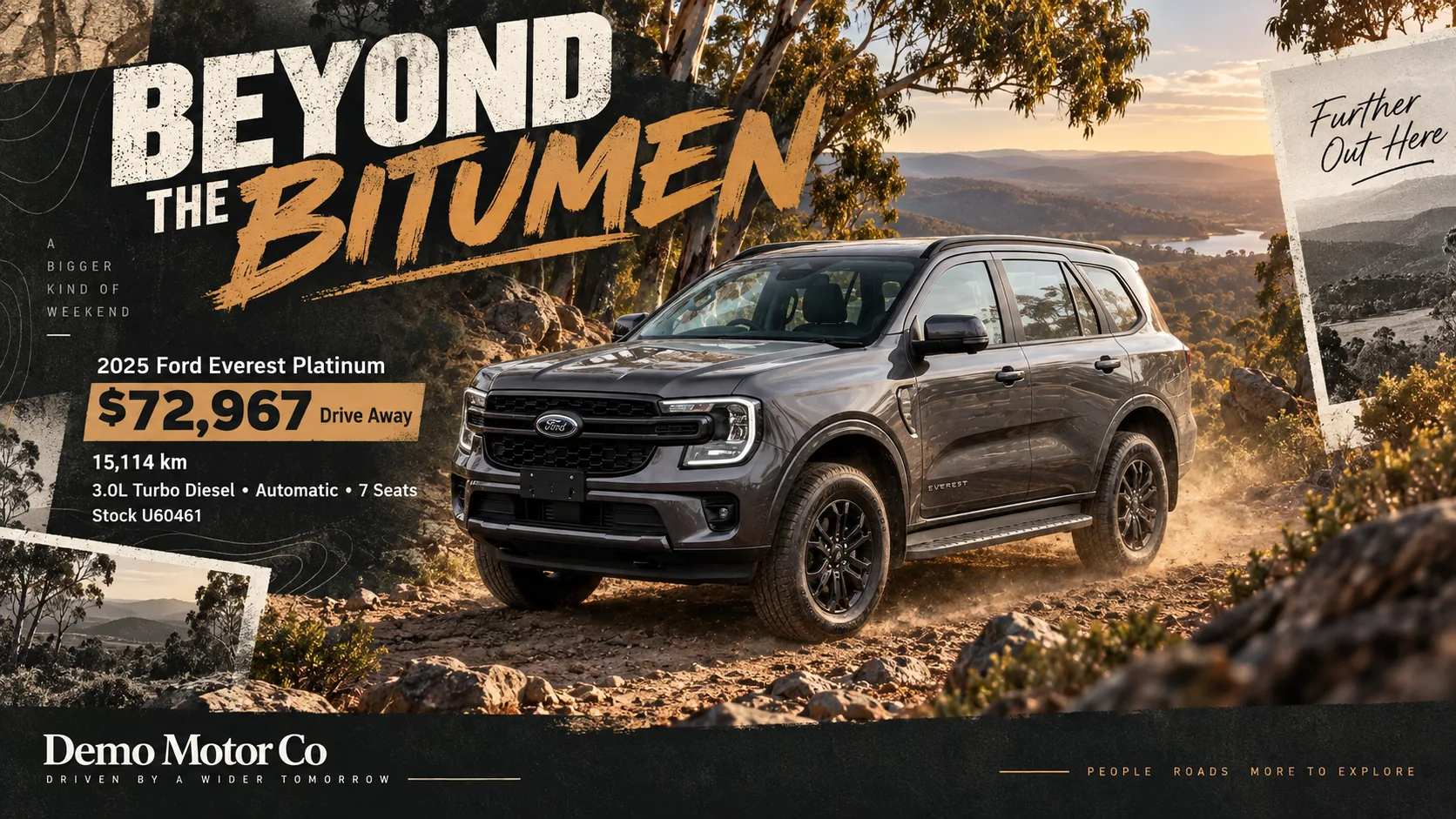 Ford Everest off the bitumen, campaign poster