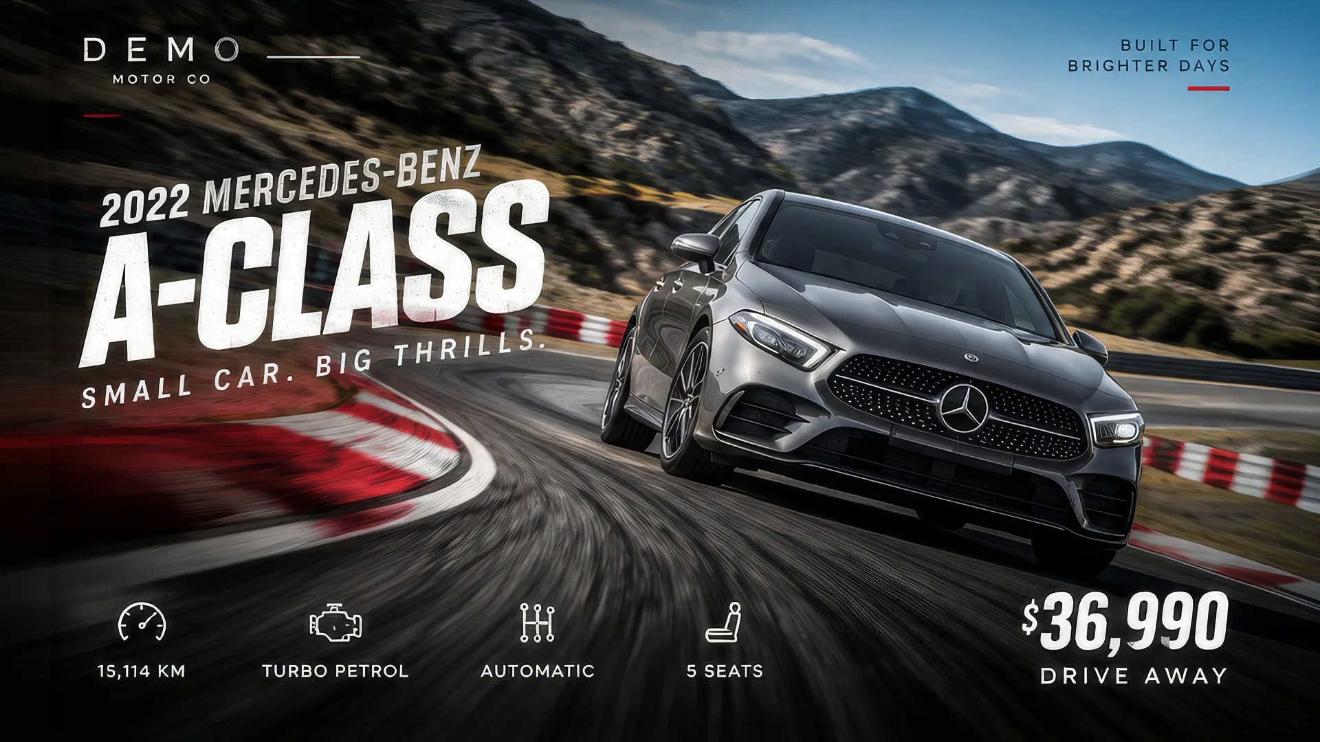 Mercedes-Benz A-Class on a race track, campaign poster