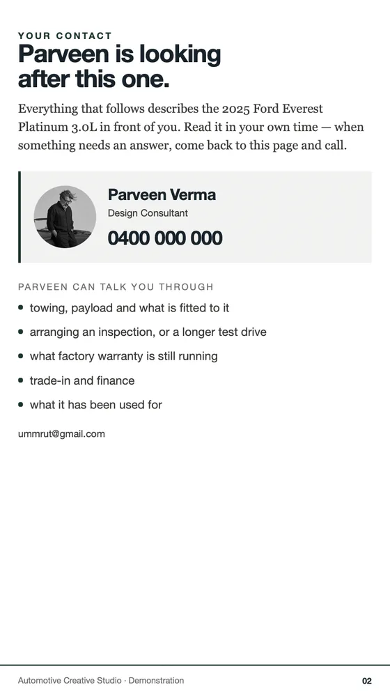 Phone edition, the salesperson page